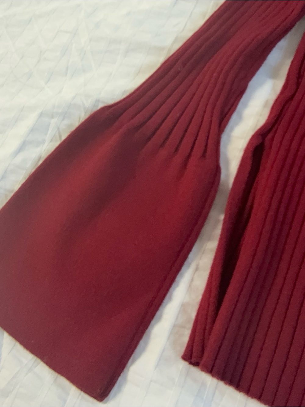 Fey Moda Ribbed Bell Sleeve Sweater In Burgundy View 5